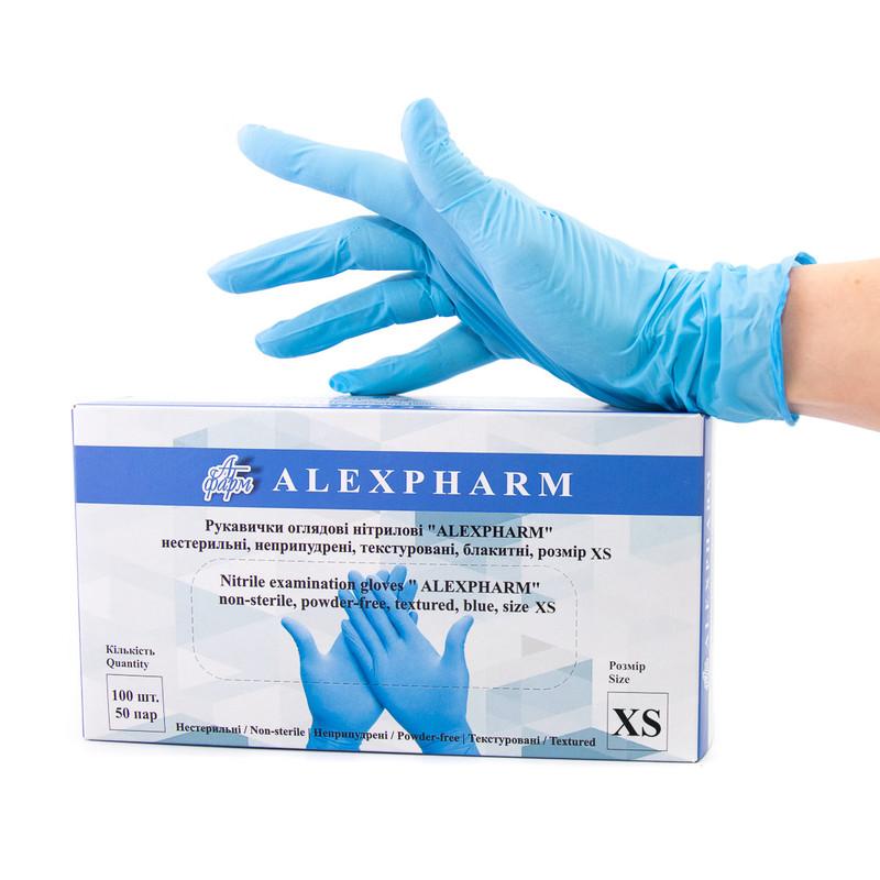 Рук. огл. нітрил. "ALEXPHARM", нестер., неприп, текстур, блак, р.XS
